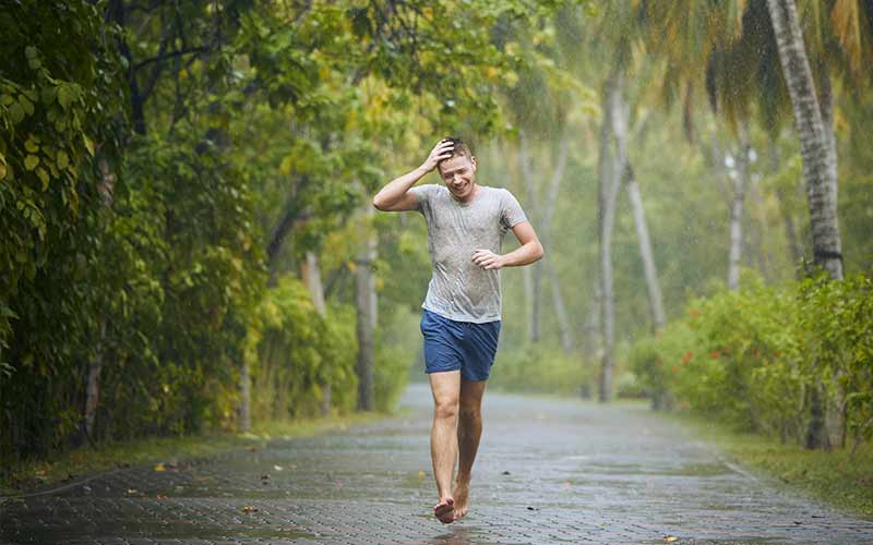 running in the rain