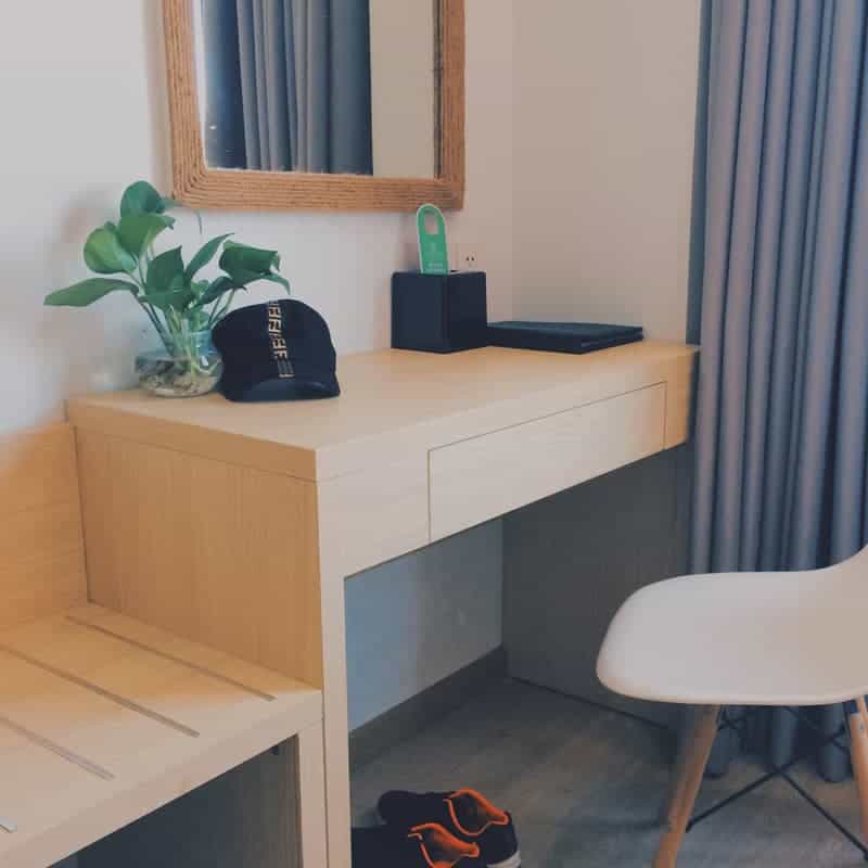narrow desk with bench 2