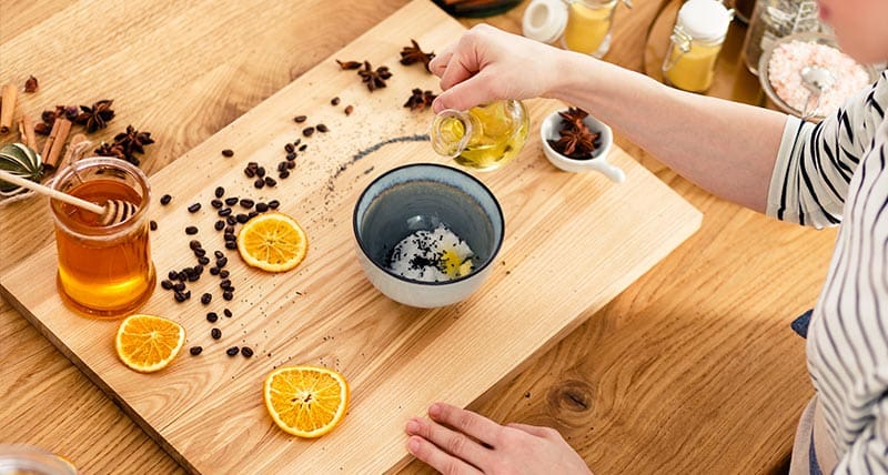 teen girl making soap