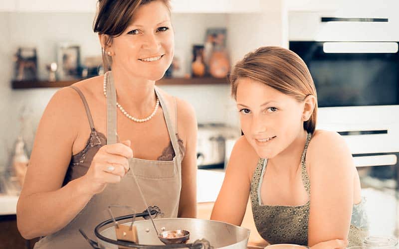 making jam and jelly teenage daughter